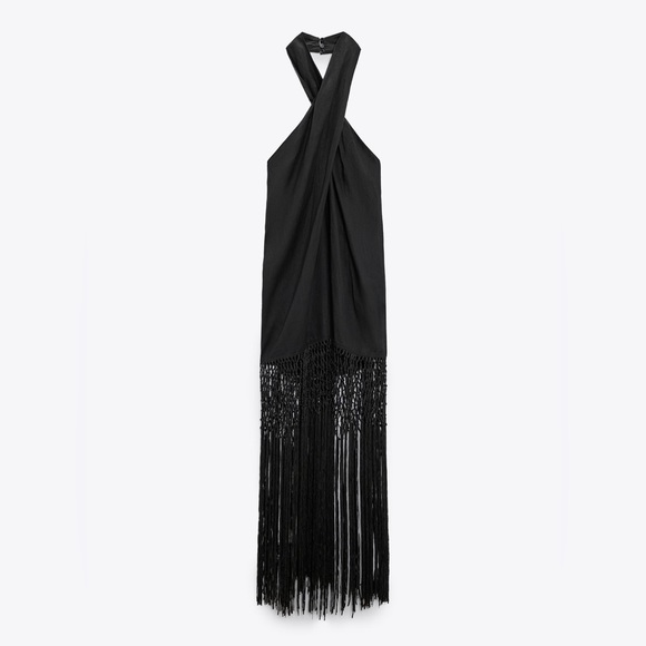 Zara halter dress with fringe - Picture 2 of 2